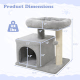 Árbol para Gatos Pequeño con Gran Poste Rascador Acolchado de Peluche para Gatos de Interior