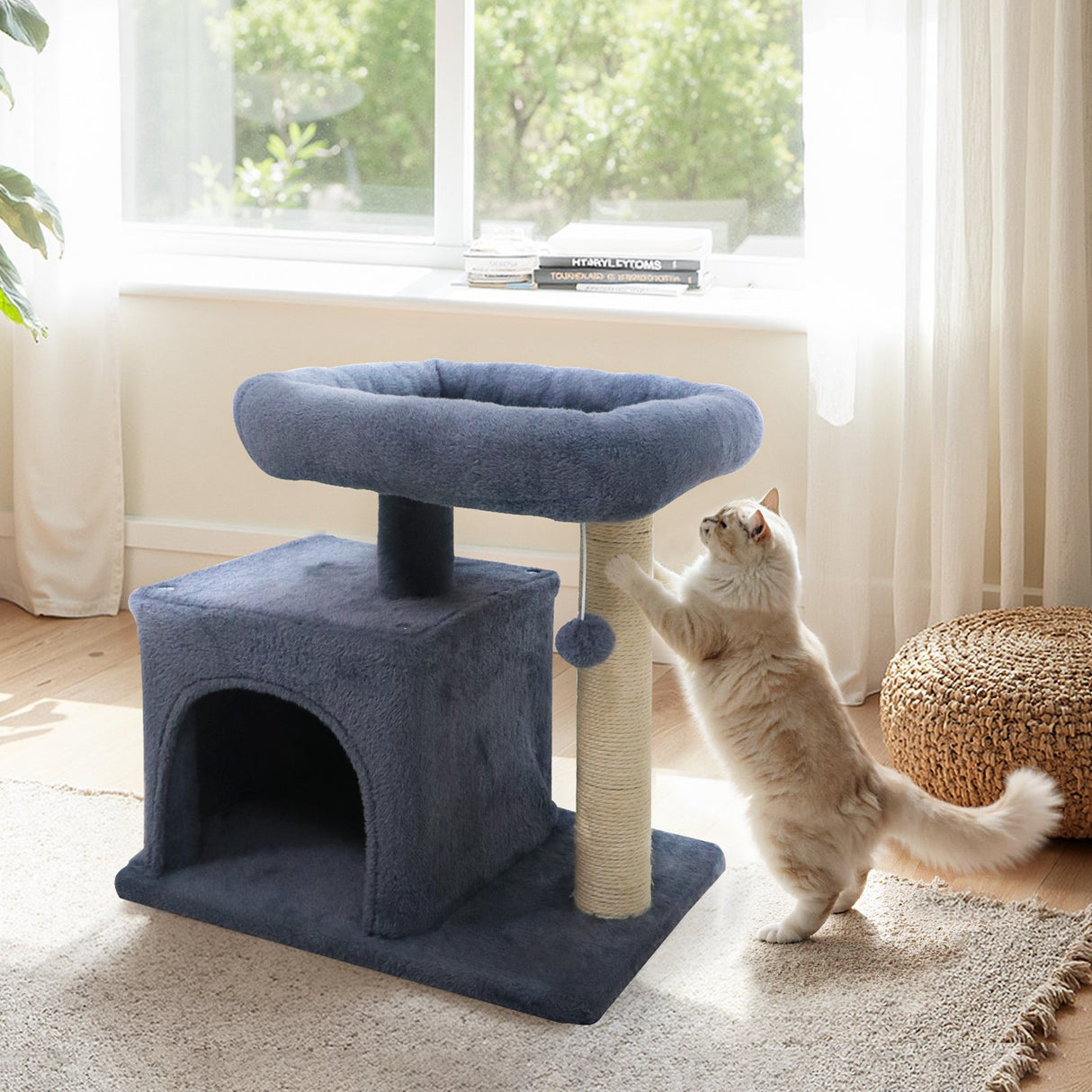 Árbol para Gatos Pequeño con Gran Poste Rascador Acolchado de Peluche para Gatos de Interior