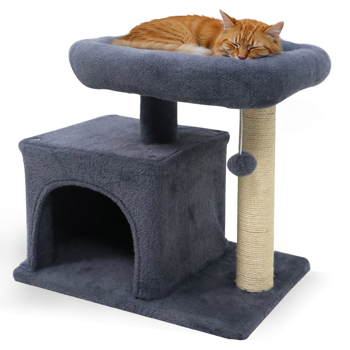 Árbol para Gatos Pequeño con Gran Poste Rascador Acolchado de Peluche para Gatos de Interior