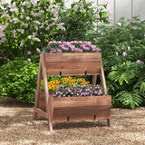Huerto vertical elevado con 3 jardineras de madera