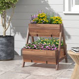 Huerto vertical elevado con 3 jardineras de madera
