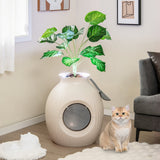 Arenero inteligente para gatos con eliminación de olores electrónica y esterilización-Beige