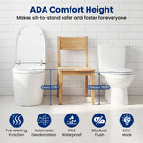 Inodoro inteligente con bidé incorporado, altura ADA con descarga automática y asiento con calefacción y control remoto - Blanco