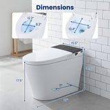 Inodoro inteligente con bidé incorporado, altura ADA con descarga automática y asiento con calefacción y control remoto - Blanco