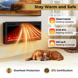 Smart WiFi Electric Fireplace Wall Mounted & Recessed 750W/1500W Heater