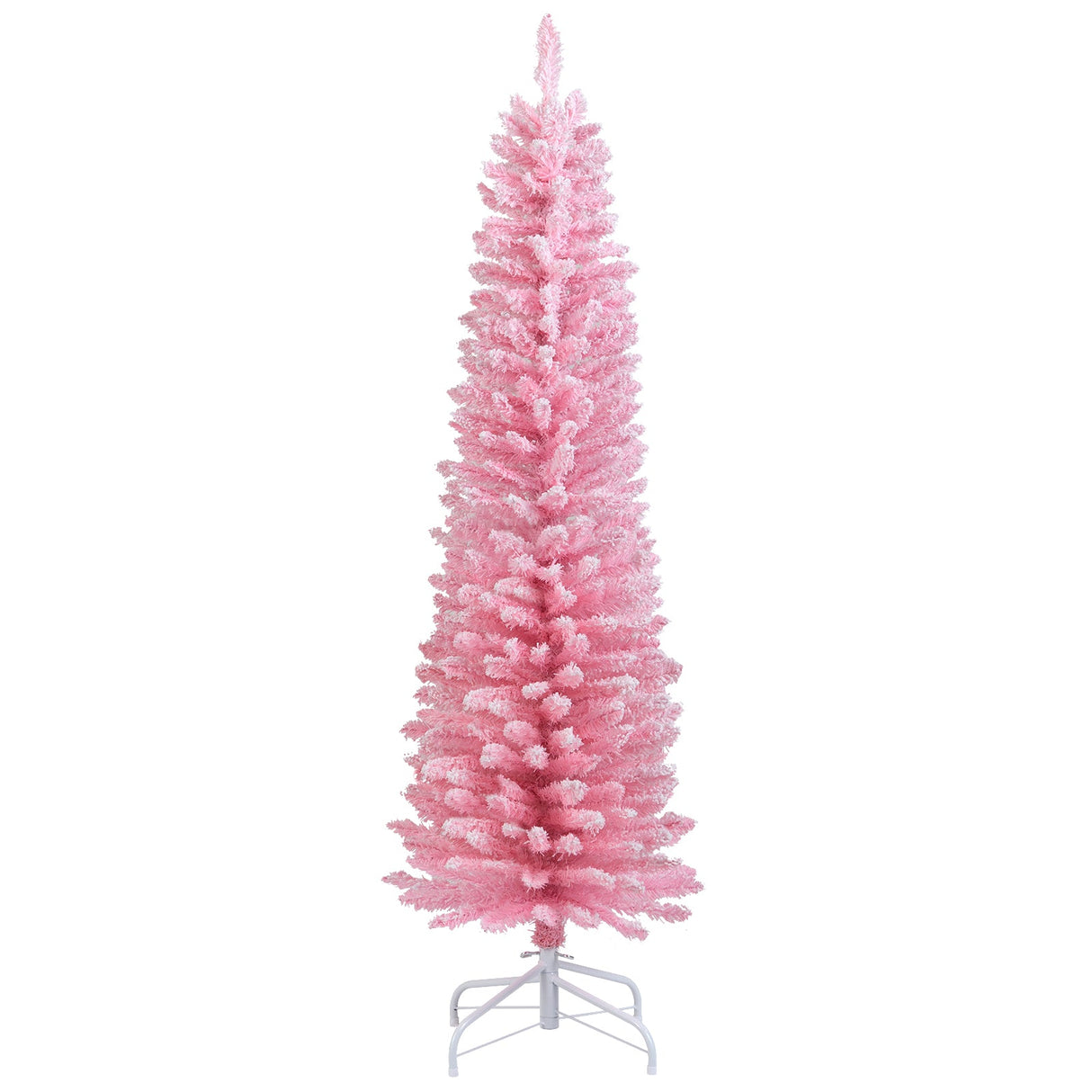 Árbol de Navidad artificial rosa de 2.13 m, nevado, con 635 puntas de rama