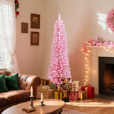 Árbol de Navidad artificial rosa de 2.13 m, nevado, con 635 puntas de rama