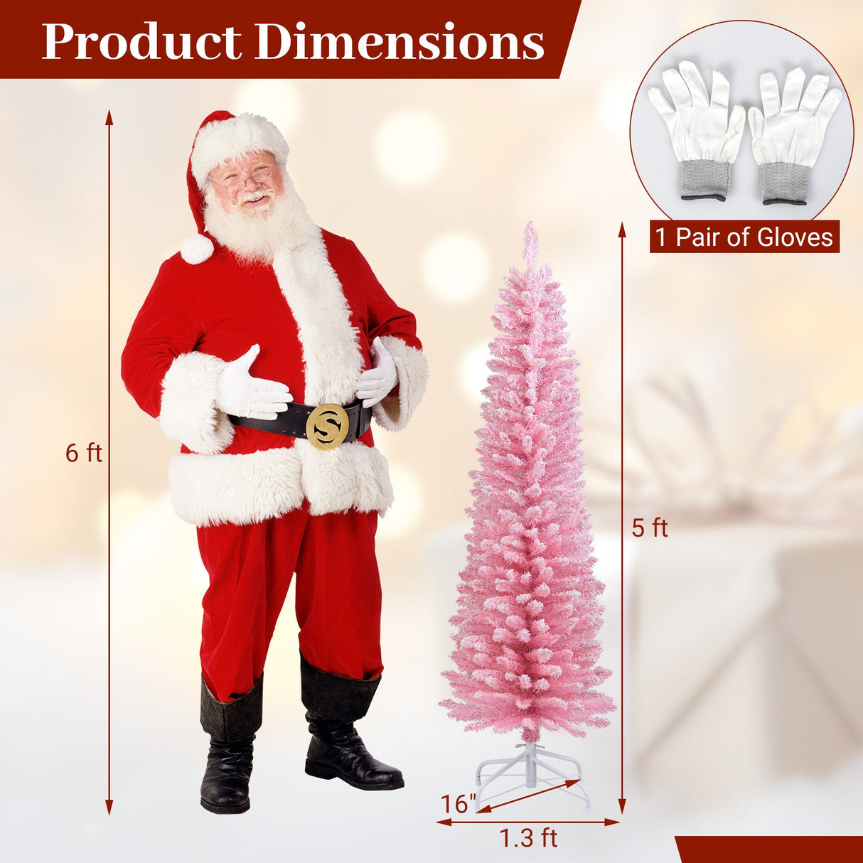 Árbol de Navidad artificial rosa de 2.13 m, nevado, con 635 puntas de rama