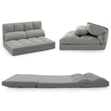 Floor Sofa Bed with 6 Positions Adjustable Backrest Skin-friendly Velvet Cover