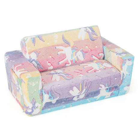Sofá infantil convertible 2 en 1 con funda de franela extraíble y diseños luminosos - Color