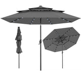 Sombrilla solar de patio de 3 metros con 32 luces LED y ventilación de 3 niveles