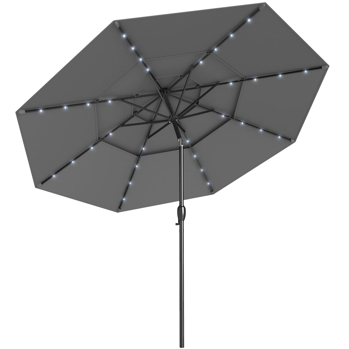Sombrilla solar de patio de 3 metros con 32 luces LED y ventilación de 3 niveles