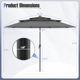 Sombrilla solar de patio de 3 metros con 32 luces LED y ventilación de 3 niveles