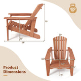 Sillón Adirondack de Madera Maciza con Respaldo Alto y Apoyabrazos Anchos