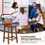 Juego de 2 taburetes de bar de madera con respaldo y asiento sólidos