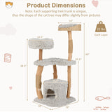 Torre para Gatos de Madera Maciza con Cesta Superior de Esparto para Cama de Gato