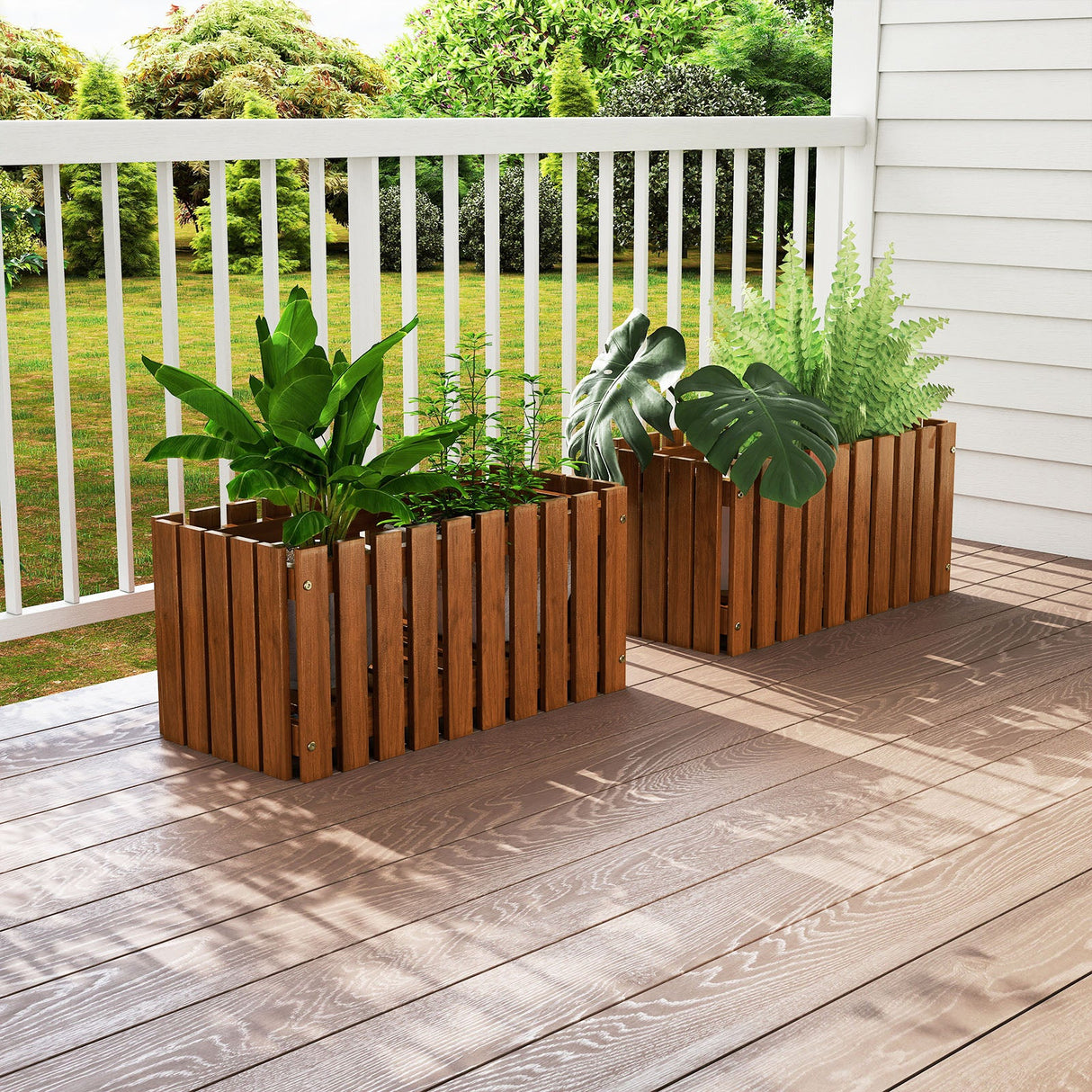 Cama de jardín elevada de madera maciza para flores y verduras