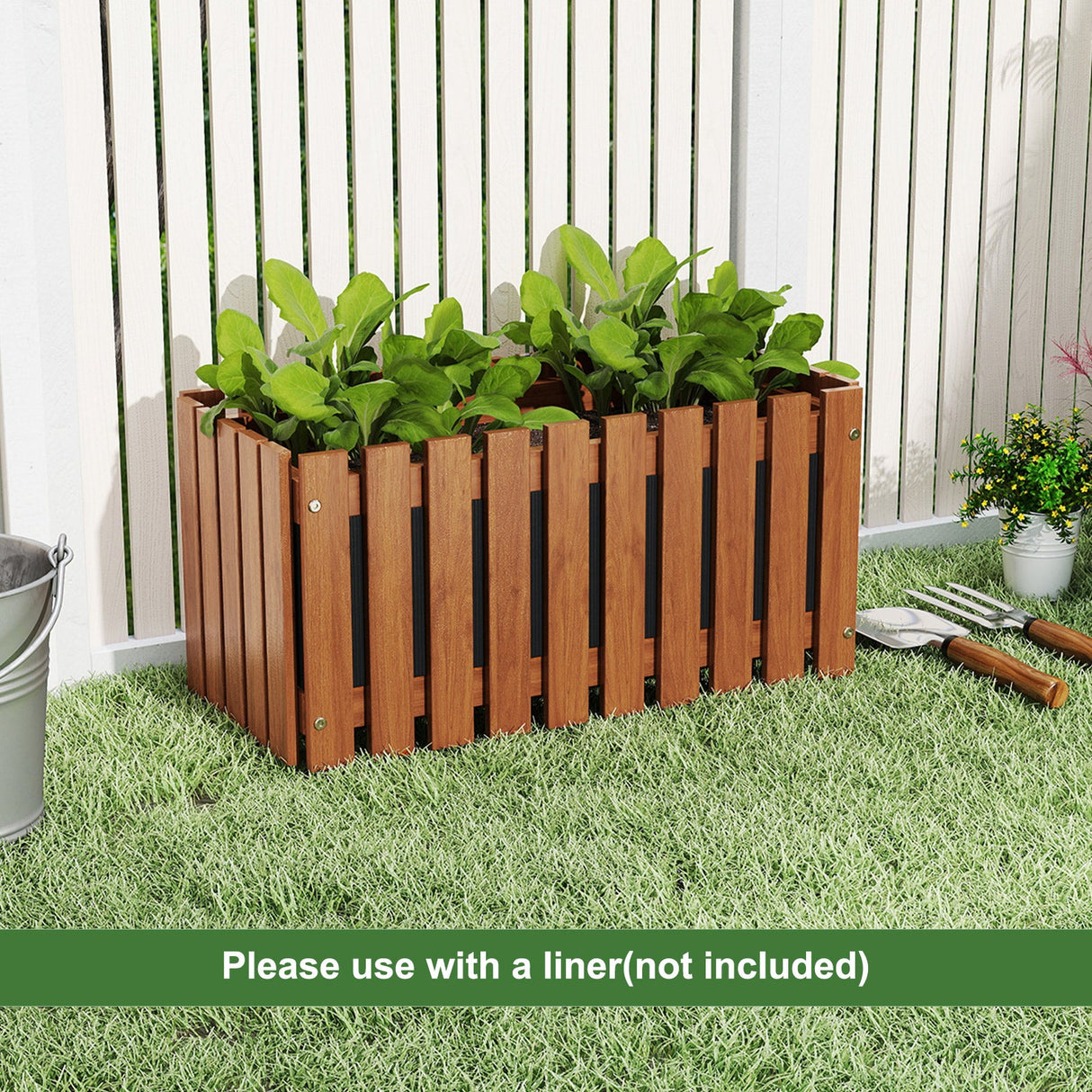 Cama de jardín elevada de madera maciza para flores y verduras