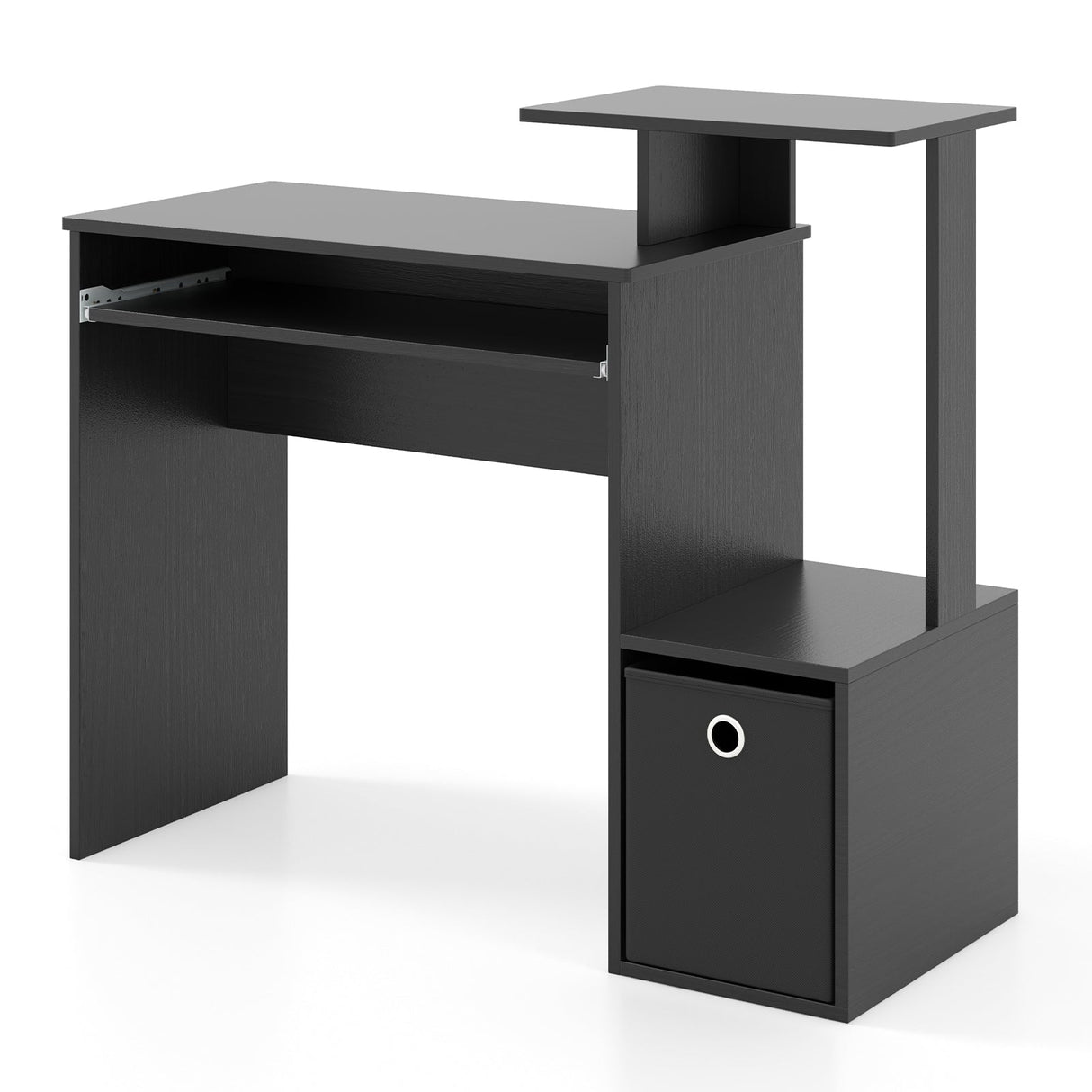 Space-saving Computer Desk with Pull-out Keyboard Tray