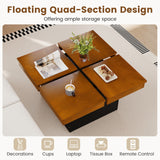 Mesa de centro cuadrada de estilo moderno de mediados de siglo-Nogal