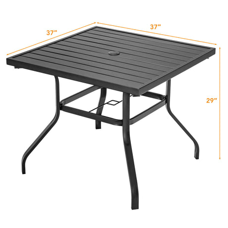 Mesa de comedor cuadrada de patio de 37 pulgadas con orificio para sombrilla