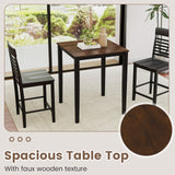 Square Dining Table with Solid Wood Frame for 4-Person