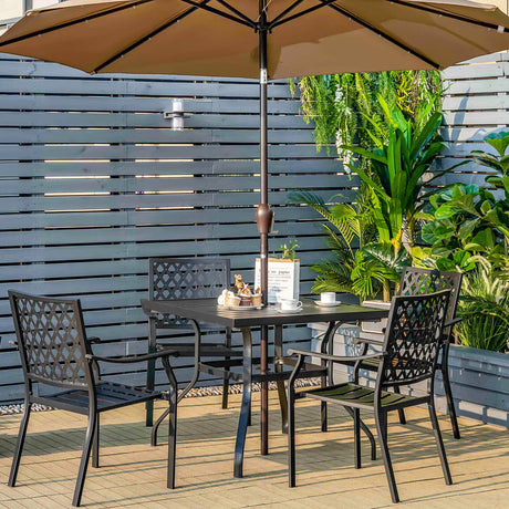 Mesa de comedor cuadrada de patio de 37 pulgadas con orificio para sombrilla
