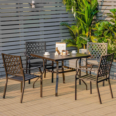 Mesa de comedor cuadrada de patio de 37 pulgadas con orificio para sombrilla