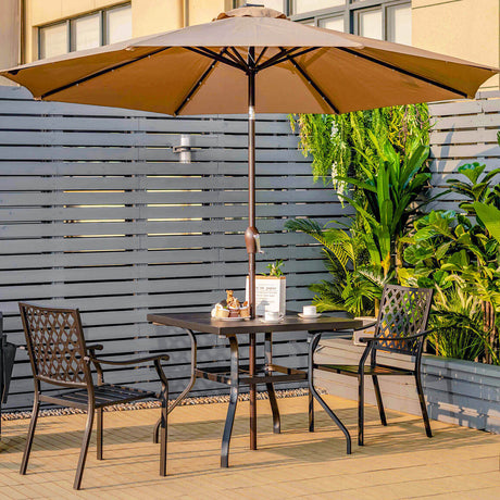 Mesa de comedor cuadrada de patio de 37 pulgadas con orificio para sombrilla