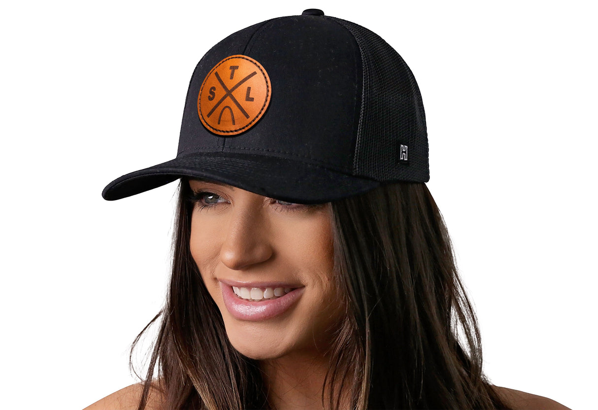 St. Louis Trucker Hat Leather  |  Black STL X Snapback