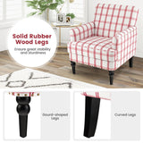 Sillón Moderno Tapizado Acolchado con Patas de Madera de Caucho