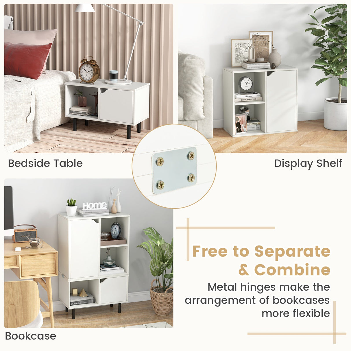 Estantería apilable con estante y cubos ajustables - Blanco