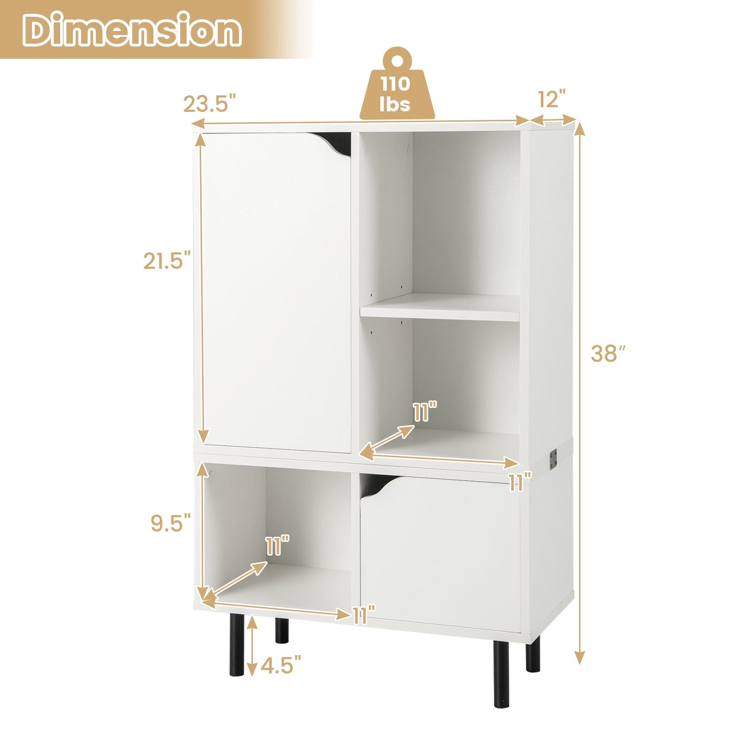 Estantería apilable con estante y cubos ajustables - Blanco