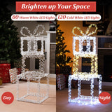Juego de cajas de regalo apiladas iluminadas con 3 luces de cajas de regalo de Navidad preiluminadas