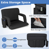 Stadium Seat for Bleachers with Back Support 6 Adjustable Positions-Black