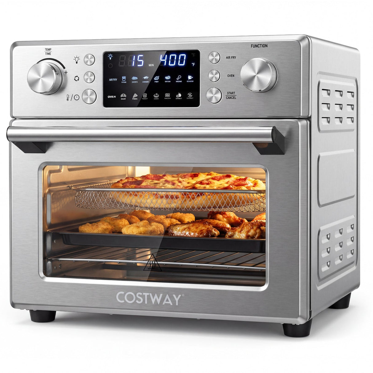 Horno de encimera de convección de acero inoxidable con función para hornear - Plateado