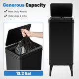 Cubo de Basura de Acero Inoxidable de 13.2 Galones con Tapa Fija y Cierre Suave