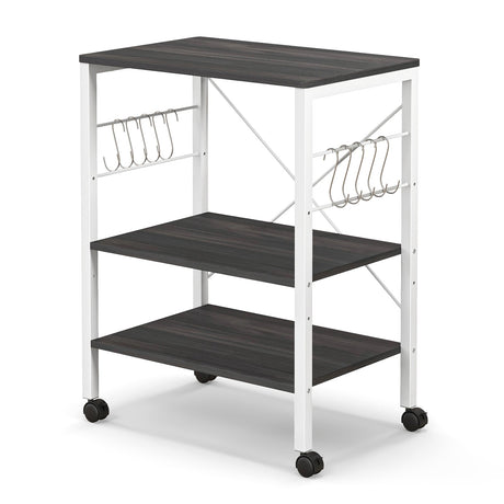 Carrito de almacenamiento para horno microondas de cocina de 3 niveles con ganchos