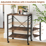 3-Tier Kitchen Baker's Rack Microwave Oven Storage Cart with Hooks