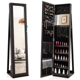 Standing Lockable Jewelry Storage Organizer with Full-Length Mirror