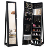 Standing Lockable Jewelry Storage Organizer with Full-Length Mirror