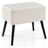 Otomana de almacenamiento de terciopelo con patas de madera maciza para sala de estar o dormitorio