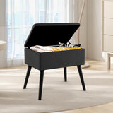 Otomana de almacenamiento de terciopelo con patas de madera maciza para sala de estar o dormitorio