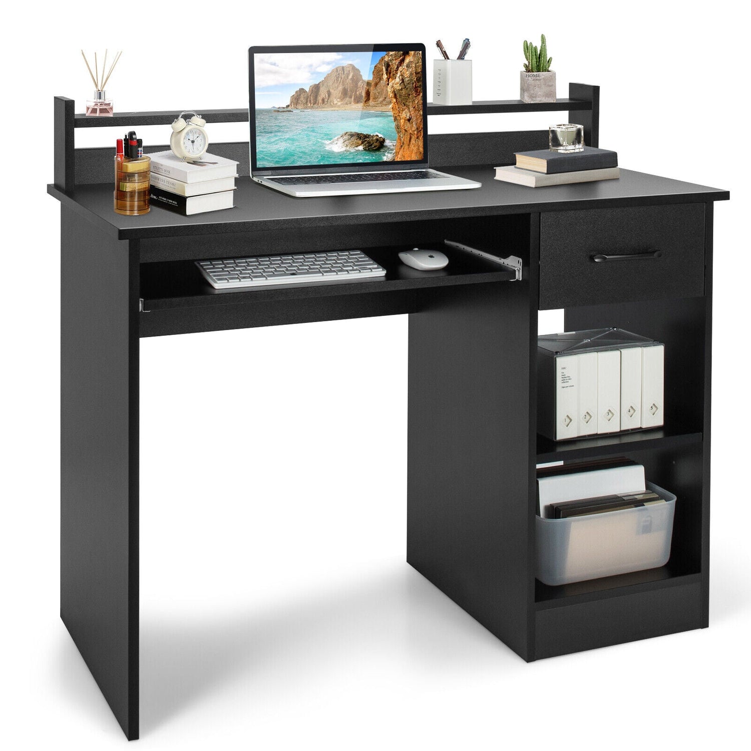 Mesa Portátil de Estudio con Cajón y Bandeja para Teclado
