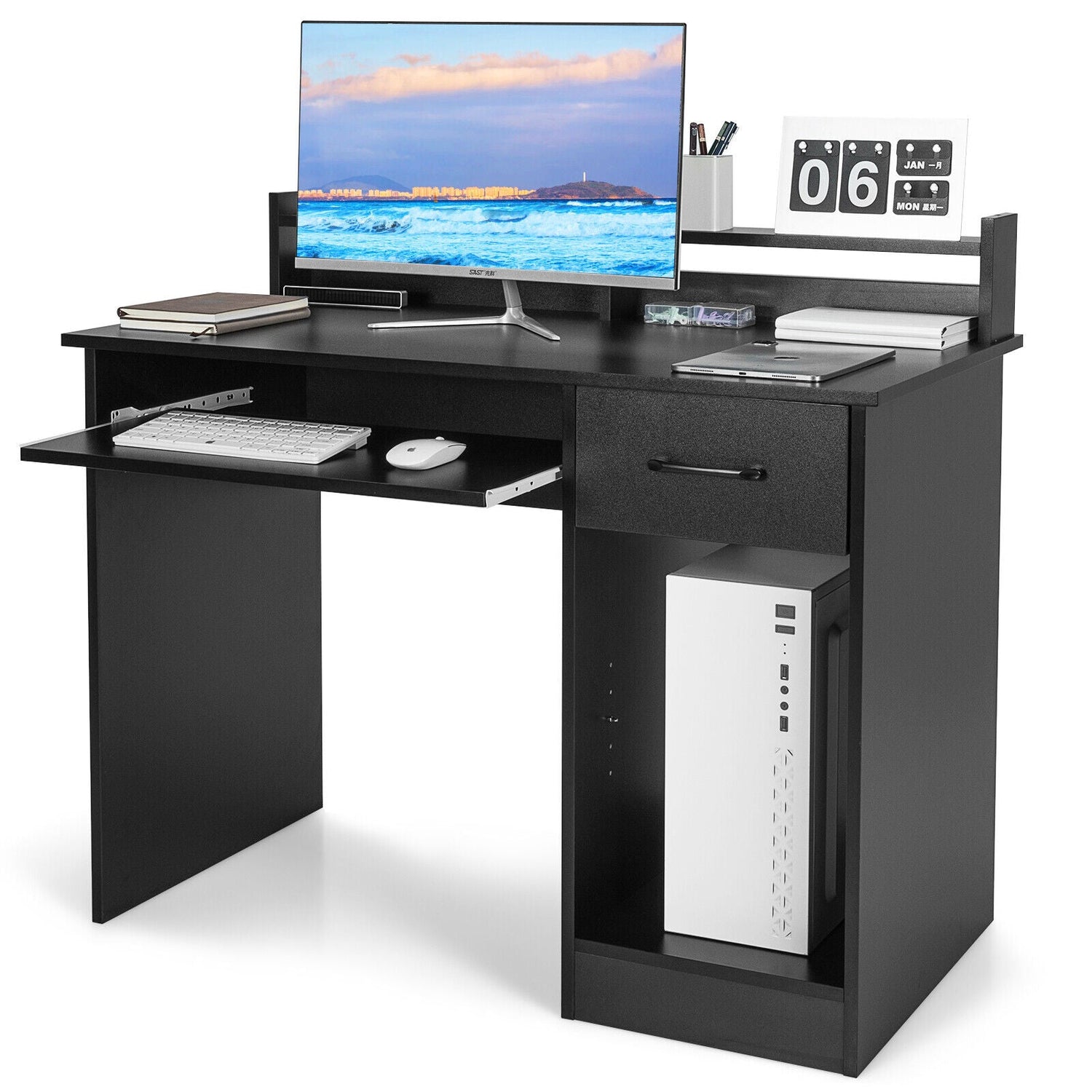 Mesa Portátil de Estudio con Cajón y Bandeja para Teclado