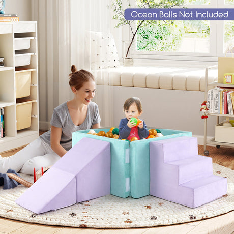 Set de juego blando 3 en 1 de tela de gamuza, bloques de escalada de espuma para niños pequeños - Morado