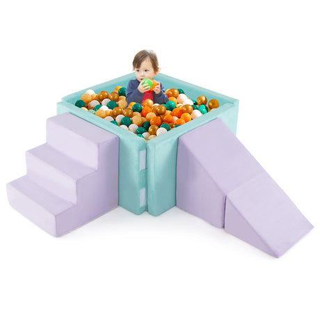 Set de juego blando 3 en 1 de tela de gamuza, bloques de escalada de espuma para niños pequeños - Morado