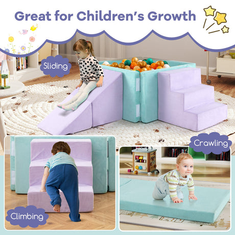 Set de juego blando 3 en 1 de tela de gamuza, bloques de escalada de espuma para niños pequeños - Morado