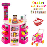Supermercado de Juguete para Niños, 76 Piezas, Juego de Tienda de Comestibles de Imitación con Carrito de Compras