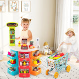 Supermercado de Juguete para Niños, 76 Piezas, Juego de Tienda de Comestibles de Imitación con Carrito de Compras